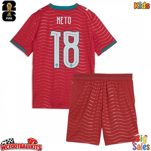 Portugal Pedro Neto #18 Replica Home Stadium Kit for Kids World Cup 2026 Short Sleeve (+ pants)